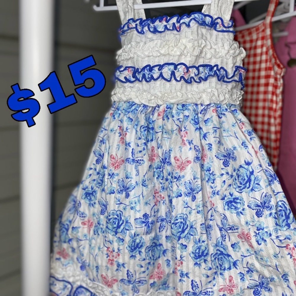 Floral Blue and White Youngland Baby Dress(24m)